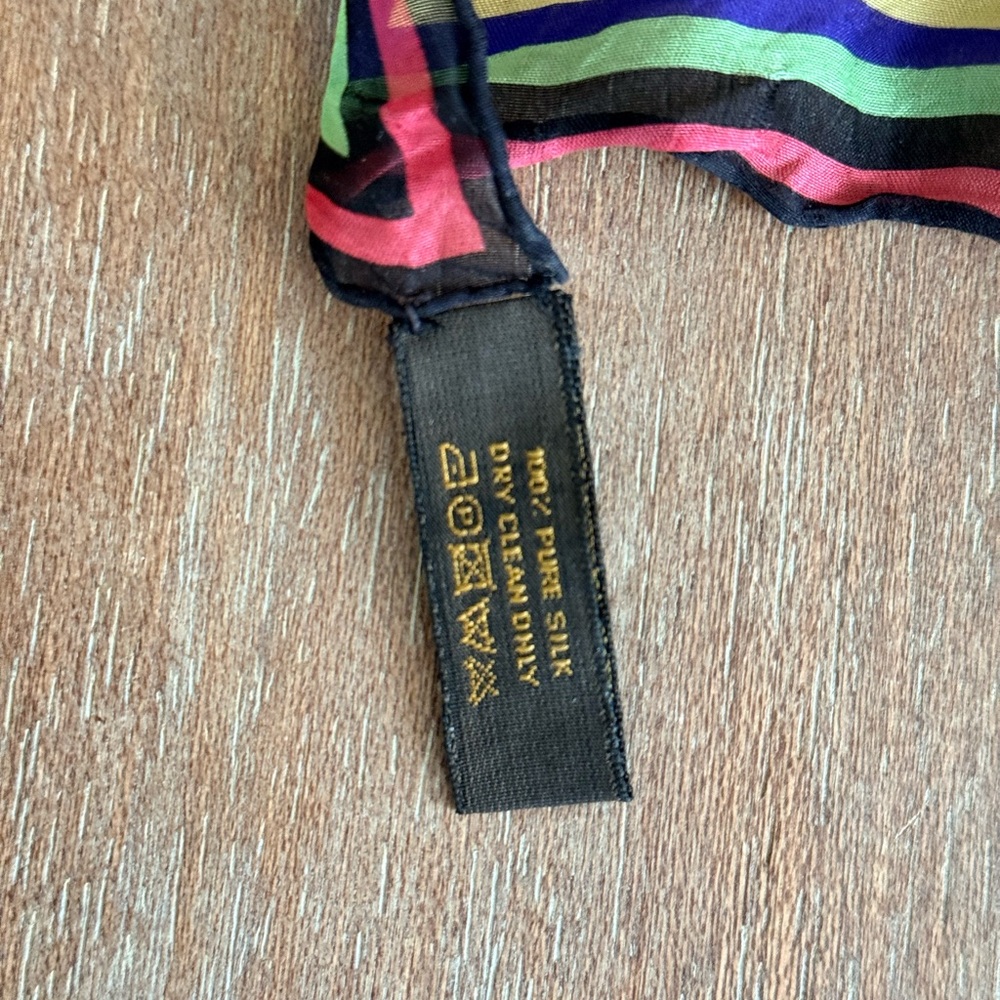 Louis Vuitton Black Multicolor Monogram Silk Scarf - Picture 6 of 7